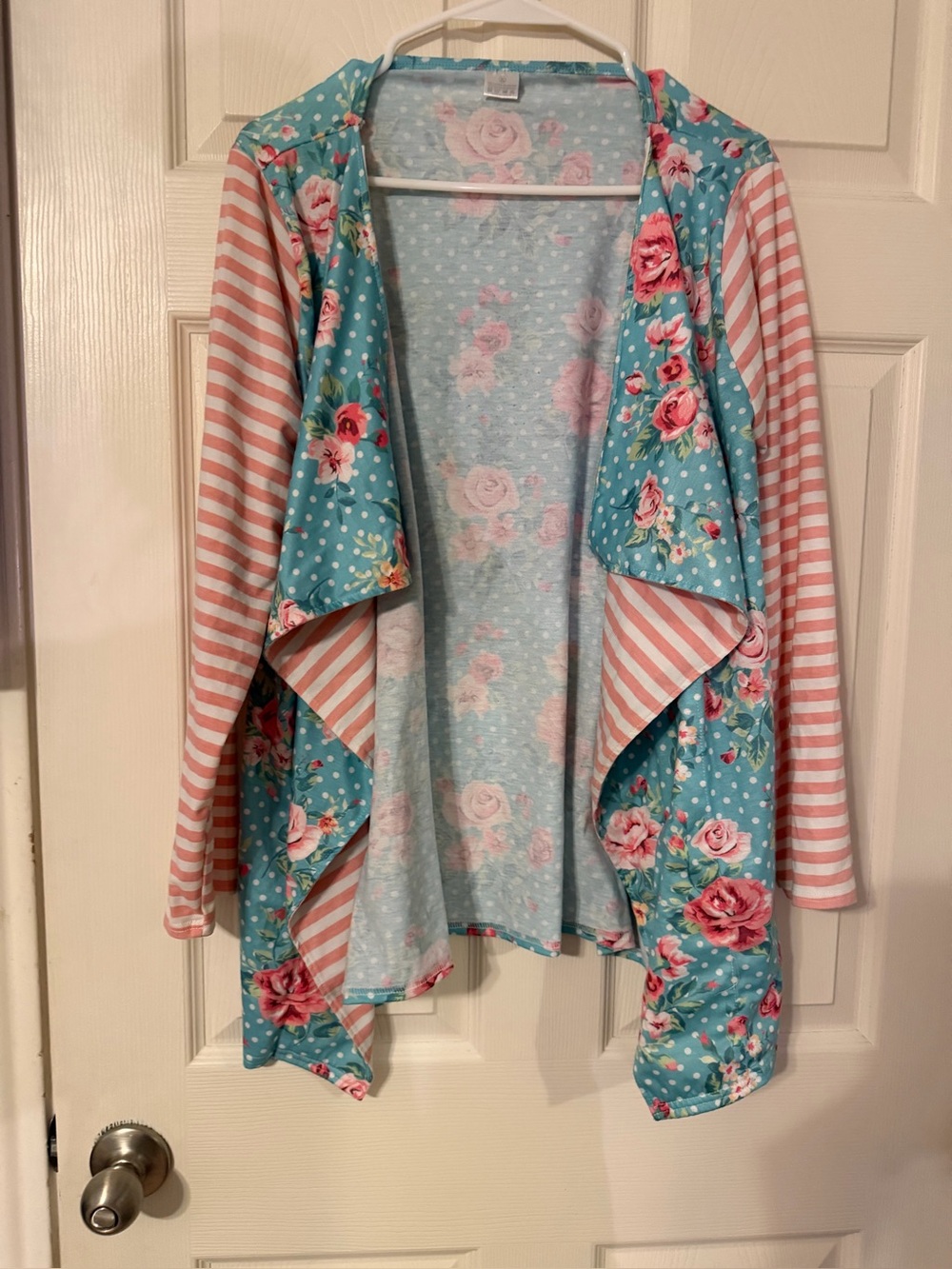 Women's Floral Striped Open Front Cardigan sz xl